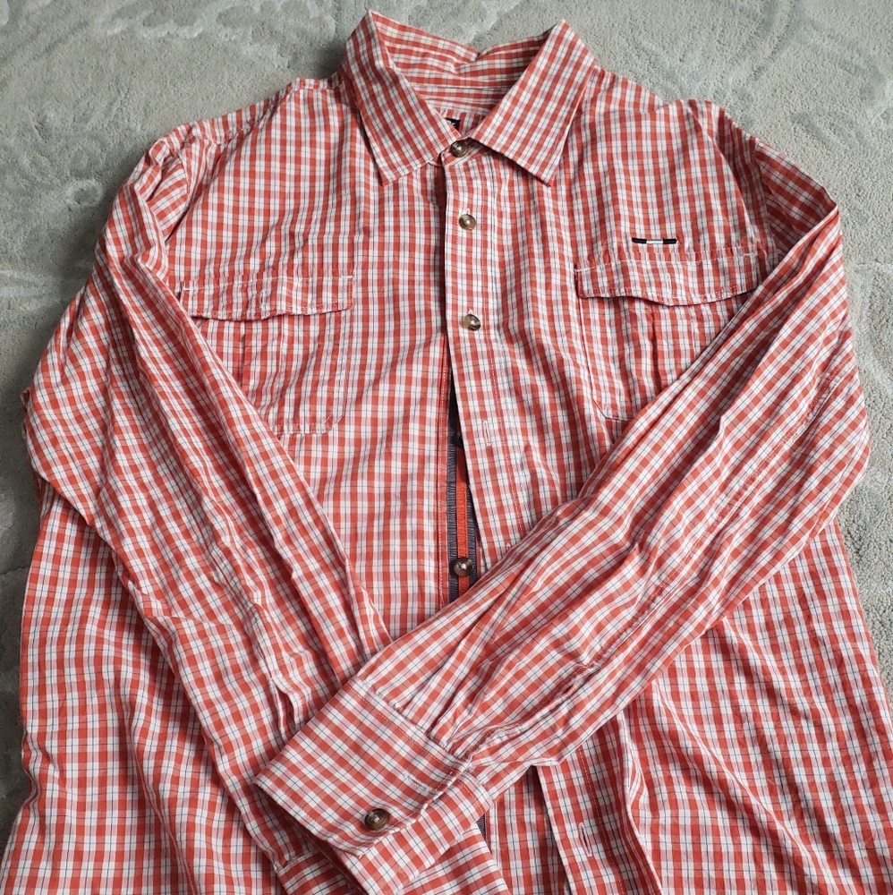 Men's Cavi Dress Shirt XL Orange Gray White